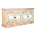 **Meuble de rangement en bois avec panneaux en miroir et motifs en croix**