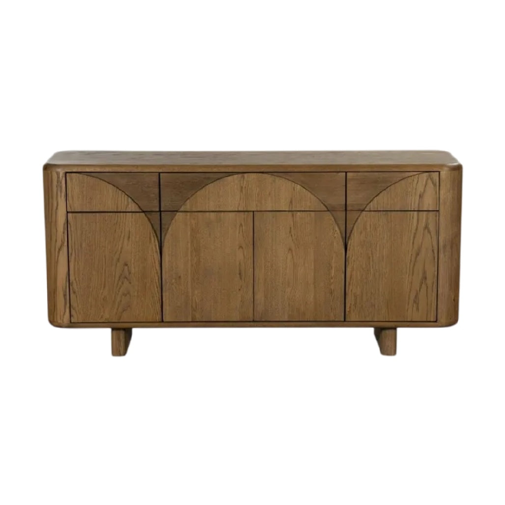 **Buffet en bois avec design moderne et portes arrondies**
