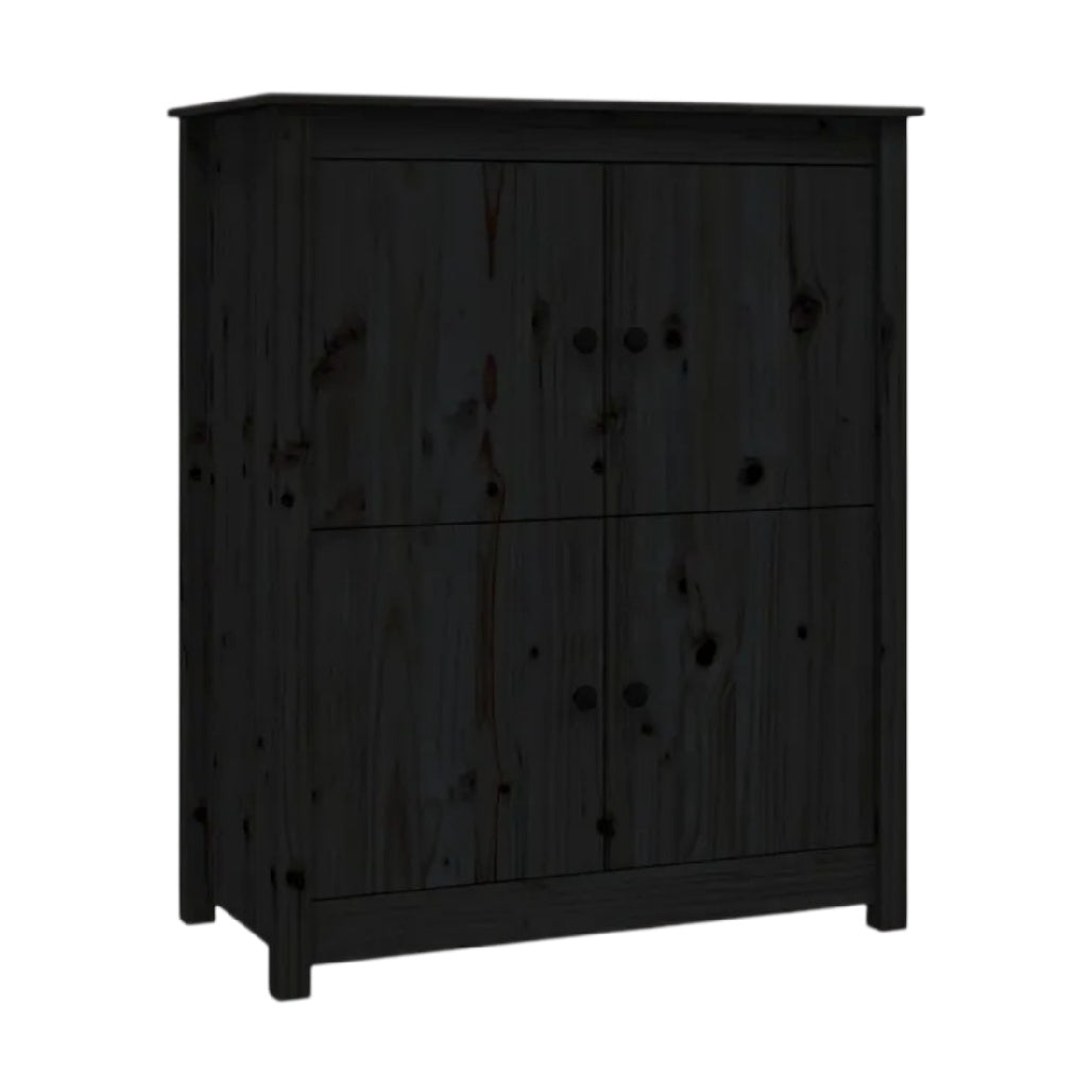 **Armoire en bois noir, 4 portes, design épuré**