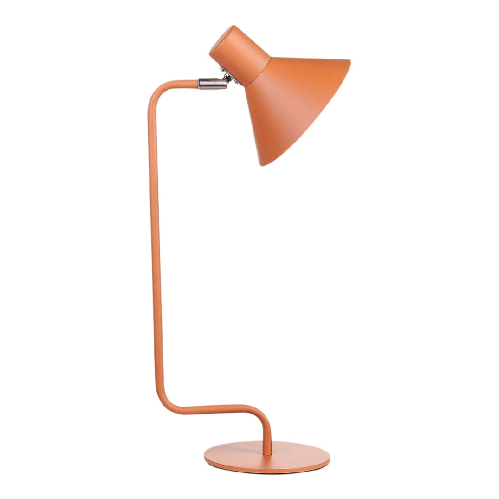 **Lampe de bureau moderne en métal, couleur terre cuite, design minimaliste**